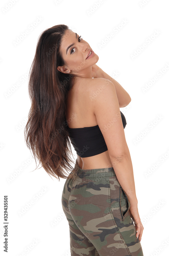 Beautiful happy young woman bending backwards Beautiful happy young woman bending backwards