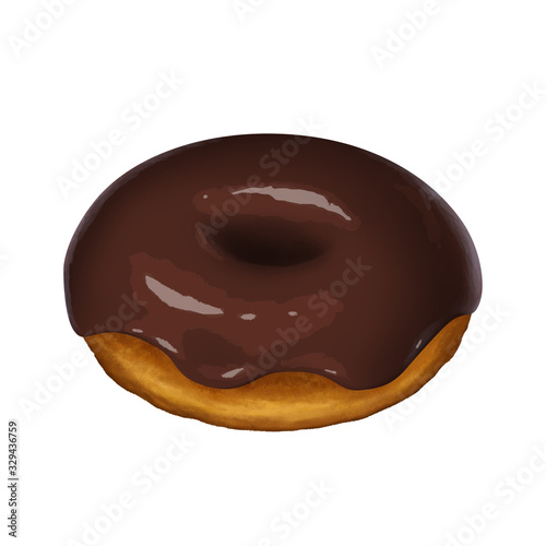Colorful Isolated Donut. Realistic Chocolate Glaze
