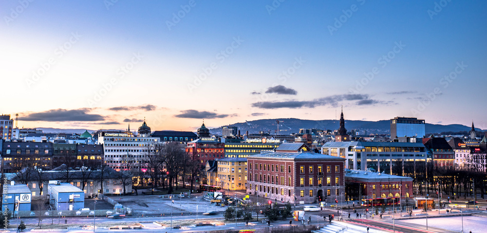 Modern buildings in Oslo, city centre and city escape