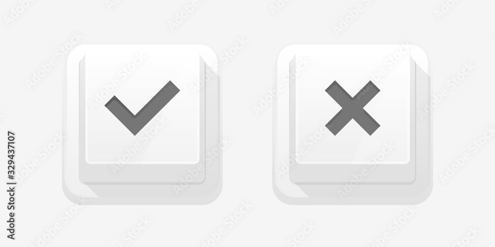 Check Mark Stickers and Buttons. White and gray. Vector. Check Mark Stickers and Buttons. White and gray. Vector.