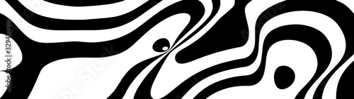 Abstract wave of white and black curved lines. Hallucination. Optical illusio...