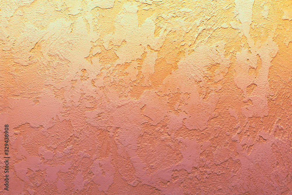 Texture of decorative plaster, peach color background, copy space