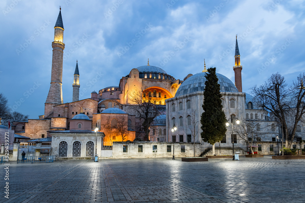 The Hagia Sofia: built as a church in 537, converted in a mosque in 1453 and declared a museum in 1935 by Atatürk.