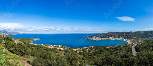 Coastal panorama over the typical Mediterranean village El Port de la Selva, Costa Brava, Catalonia, Spain photo