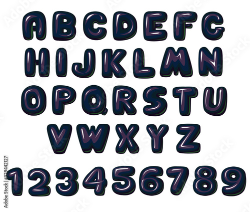 Black letters latex rubber lettering set