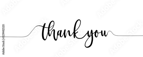 Thank You Hand Lettering. Typography Design Inspiration. Black colored. On a white background. Vector photo