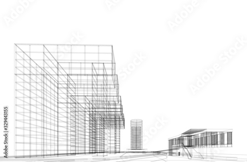 Modern architecture building 3d 