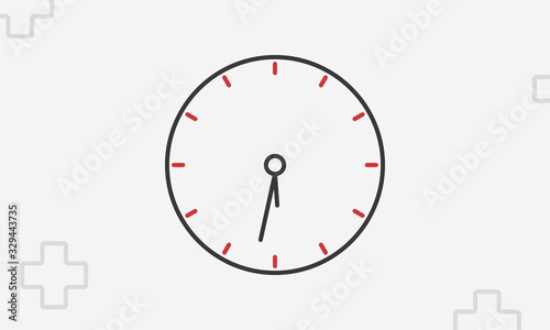 Clock icon, outline 05 33 symbol, thin line vector illustration