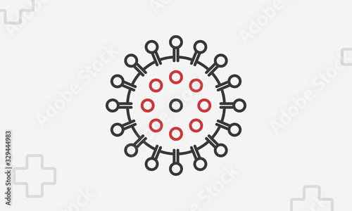 Virus icon, outline bacteria symbol, thin line vector illustration