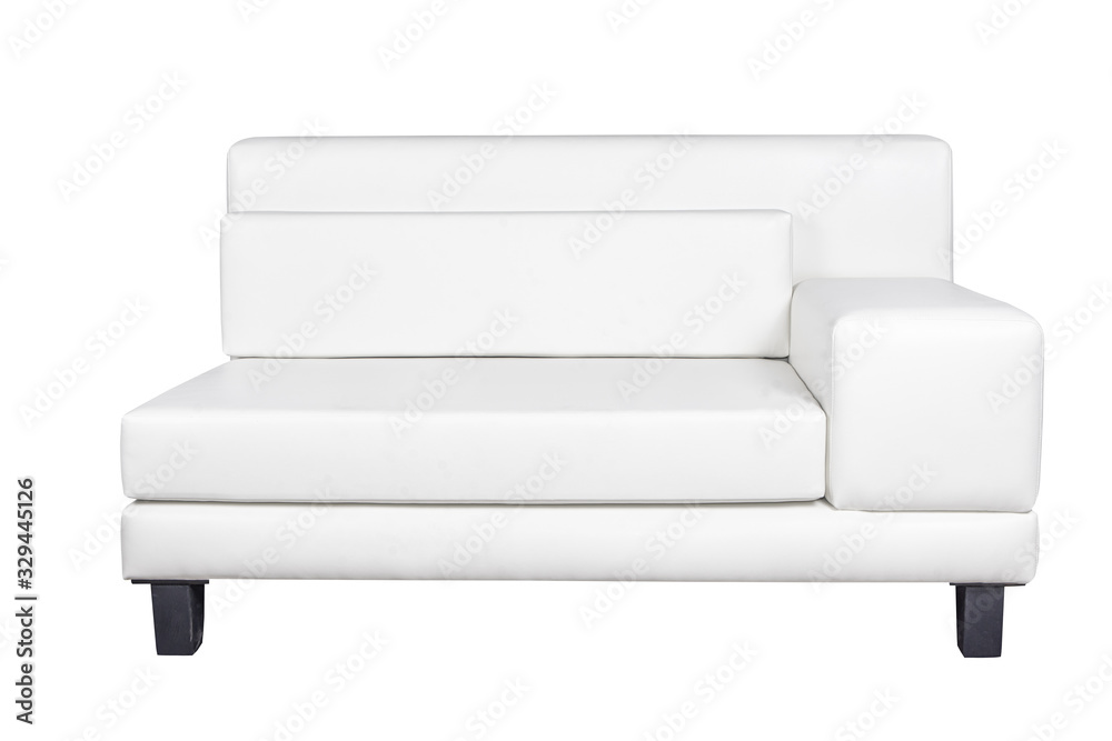 Pure white leather office sofa furniture isolated on white background at front view Pure white leather office sofa furniture isolated on white background at front view