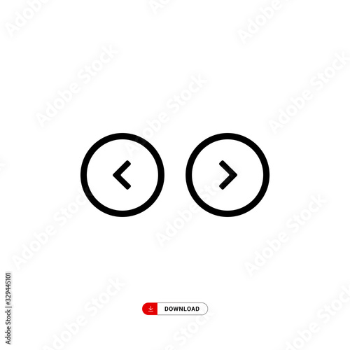 Left and Right Arrows. Arrow web icon. Line arrow icons in circles. Left, Right arrow directions. - Vector