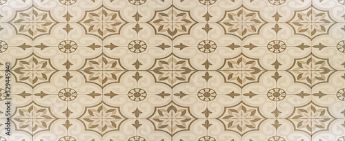 Brown beige vintage retro geometric motif tiles texture background banner