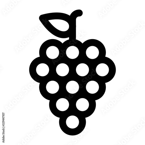 Grape icon in line style. Riped fruit symbol.