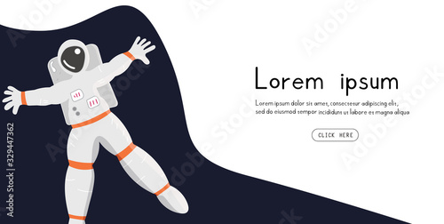 Banner with an astronaut in space for advertising on sites, presentations