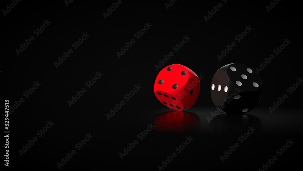 Black And Red Modern Dices. Casino Gambling Concept - 3D Illustration Black And Red Modern Dices. Casino Gambling Concept - 3D Illustration