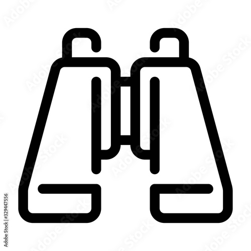 Binocular icon in line style. Travel, military equipment. Discovery, search, spying tool sign.