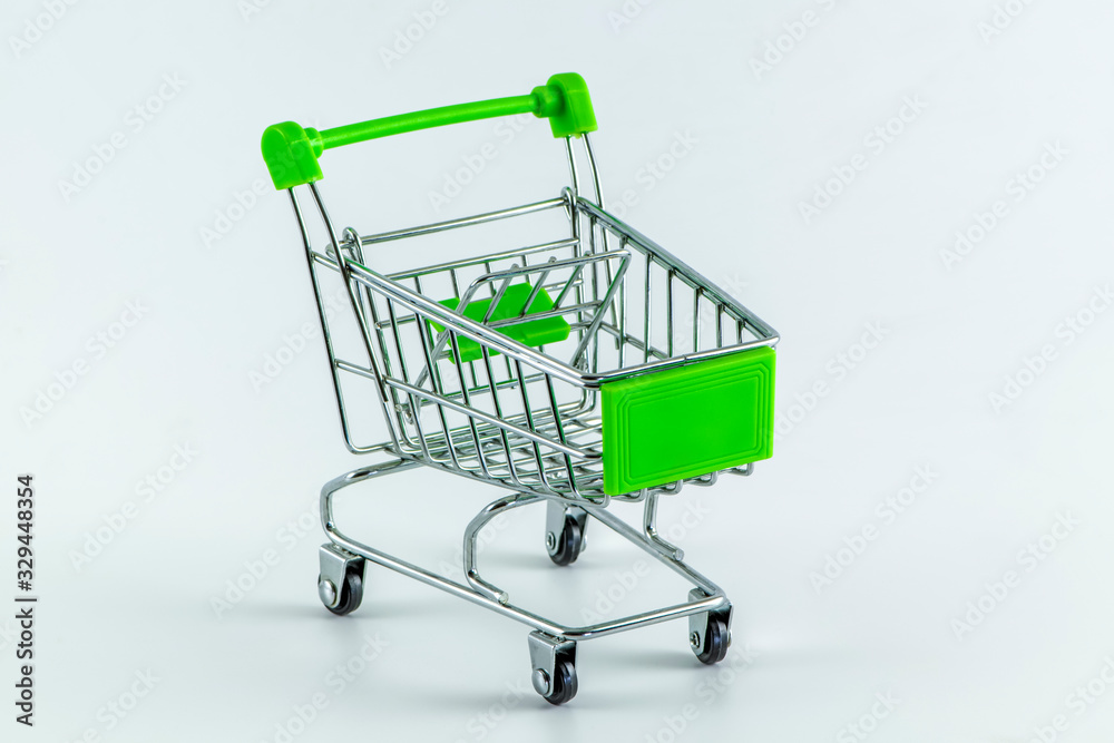 Empty shopping cart on white background Empty shopping cart on white background