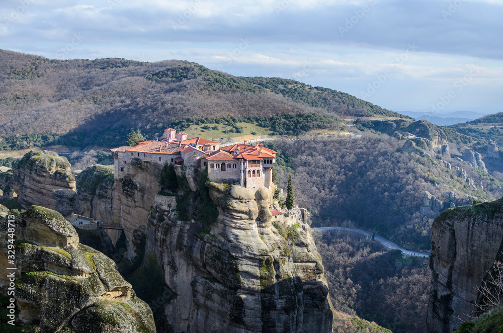 View of a monastery in Meteora Kalabaka Greece, a unique Unesco world heritage site