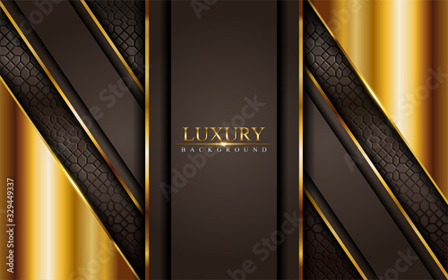 Luxury brown background with golden lines. Modern vector illustration