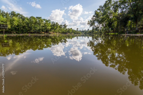 Reflection on the muddy water  Madhabpur Lake  Srimongal  Bangladesh 