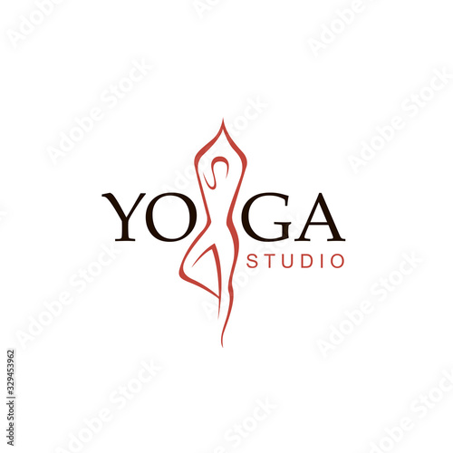 abstract yoga pose icon isolated on white background