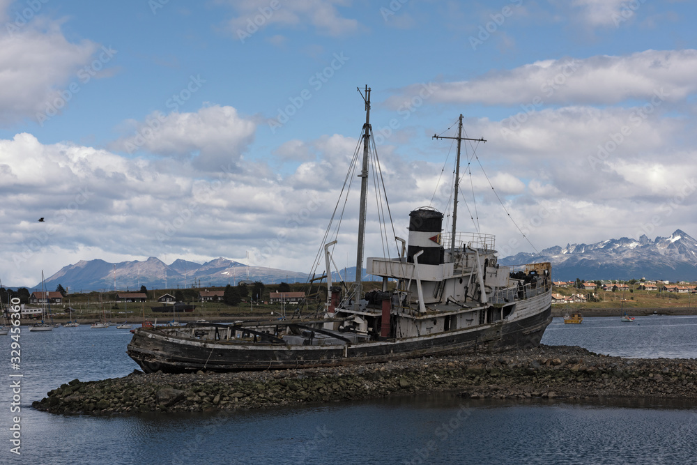 the shipwreck of St Christophorus in the port of Ushuaia, Argentina