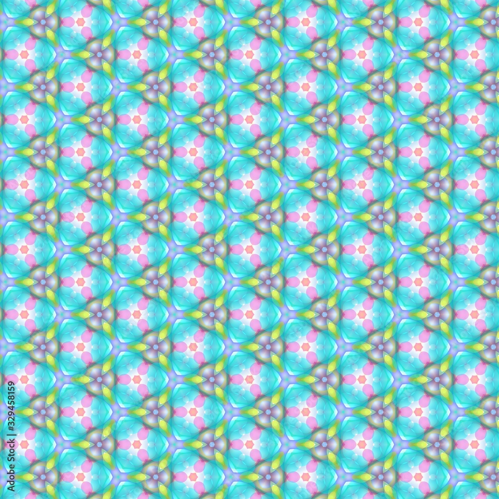 Abstract kaleidoscope background. Ornament for website, corporate style, fashion design and house interior design, as well for hand crafts and DIY. Endless texture.