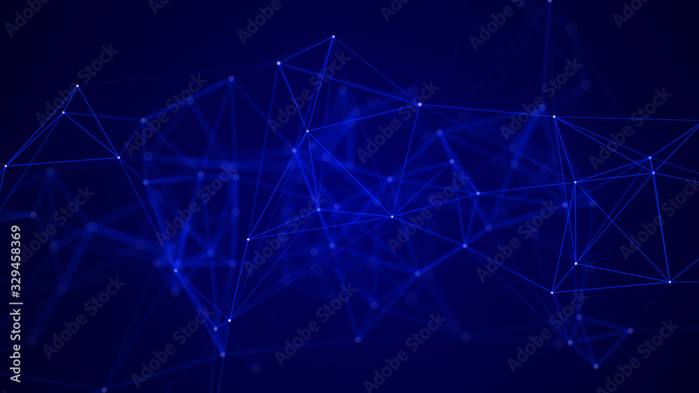 Abstract technology background. Network connection structure on blue background. 3D rendering.