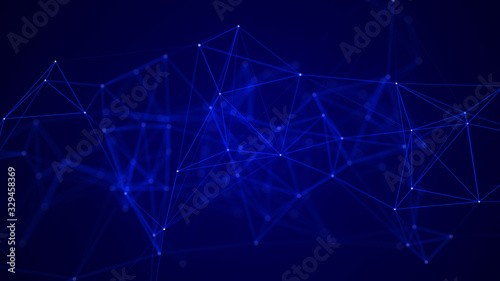 Abstract technology background. Network connection structure on blue background. 3D rendering.