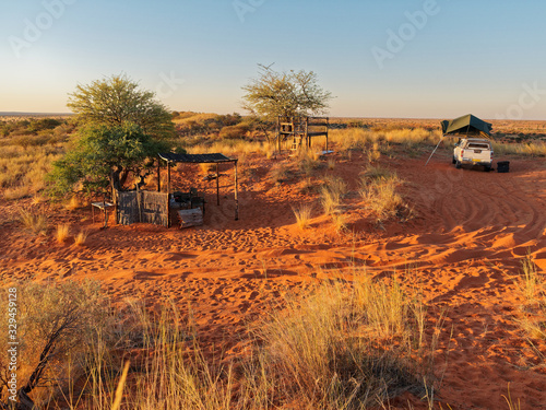 Camping at red dune camp in Kalahari desert