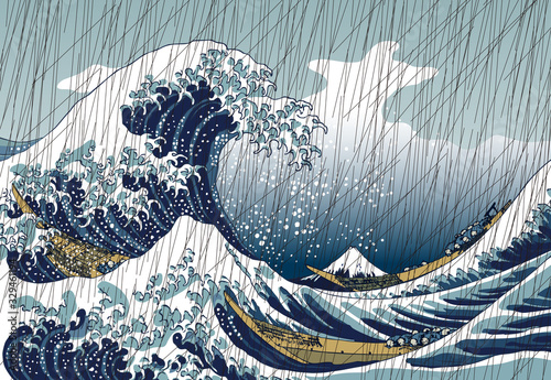 神奈川沖浪裏　雨バージョン	