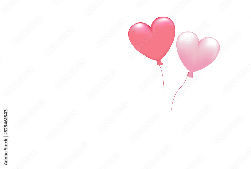 Zwei Herz-Luftballons in pink, Vektor illustration isoliert auf weißem Hintergrund