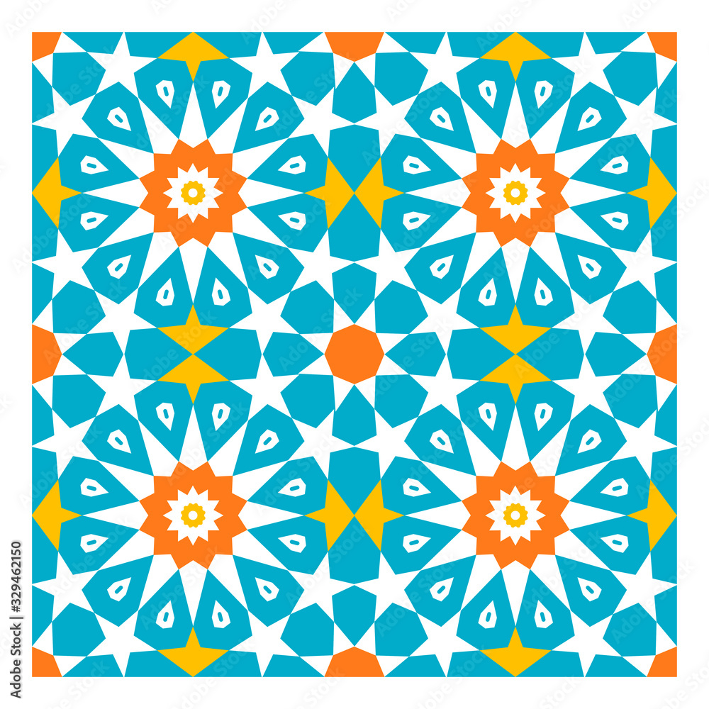 Colorful Arabic geometric ornament.