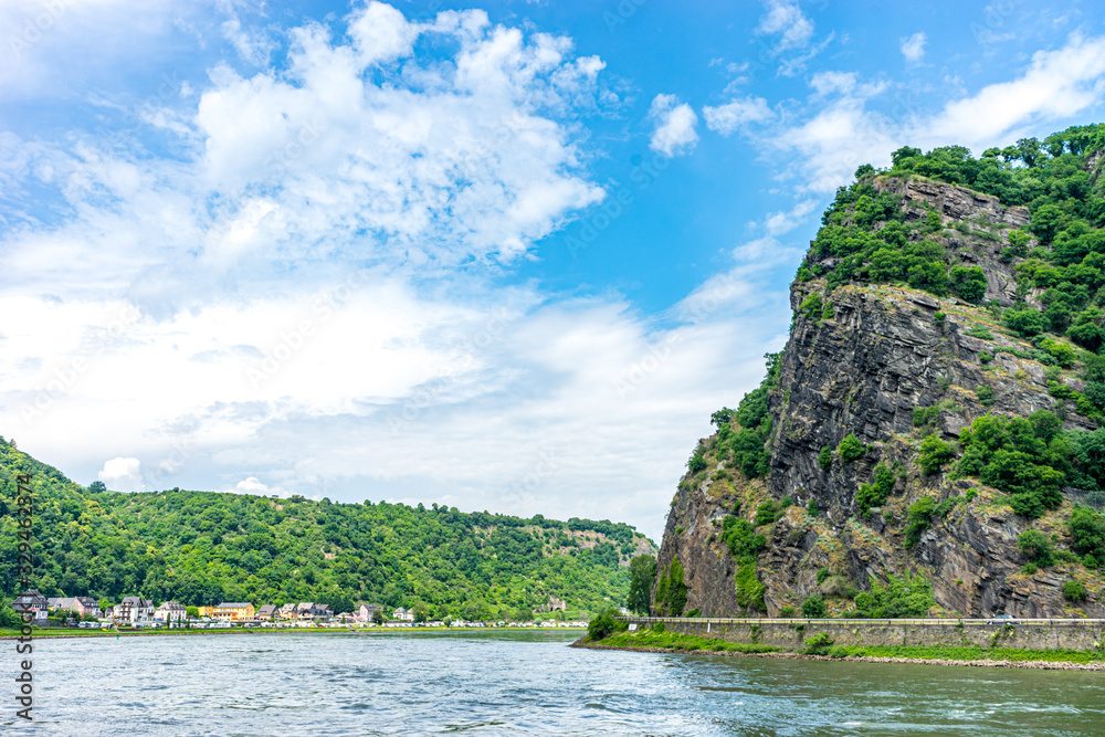 Germany, Rhine Romantic Cruise, a large body of water surrounded by trees Germany, Rhine Romantic Cruise, a large body of water surrounded by trees