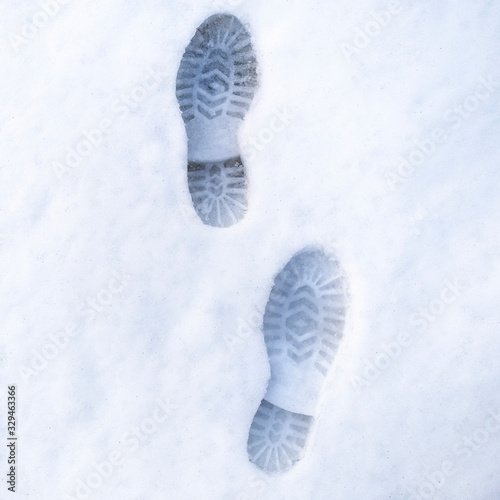 trail of shoes in the snow, tread in the snow