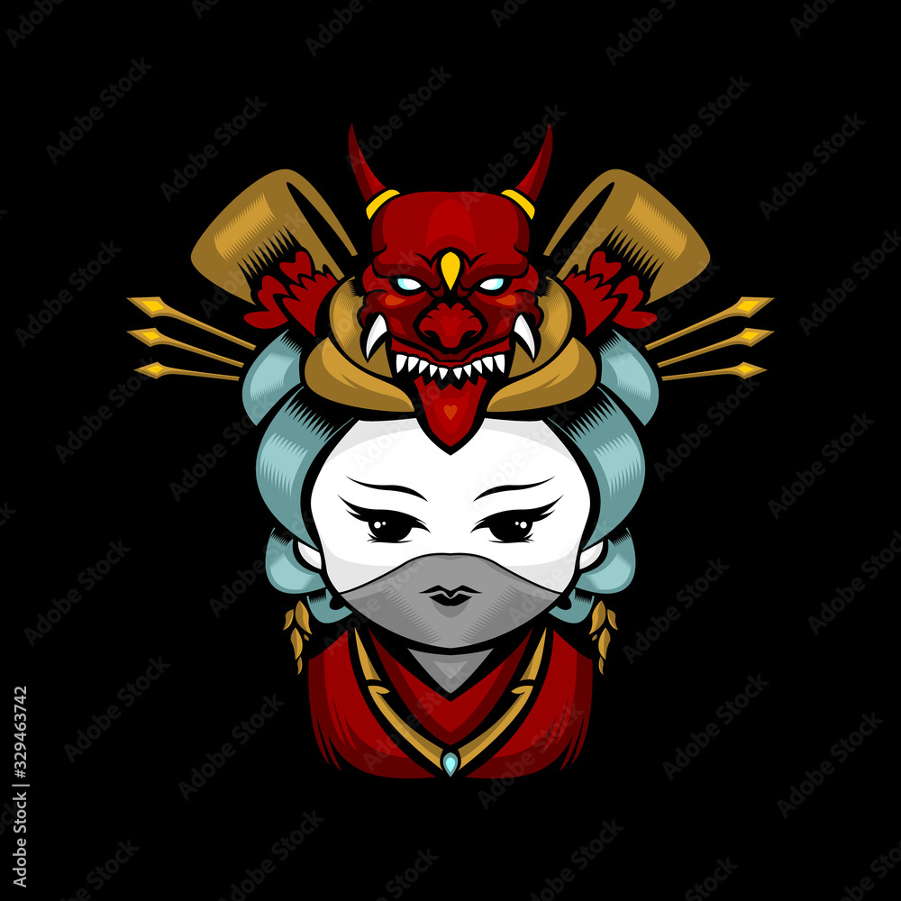 geisha mascot logo vector illustration geisha mascot logo vector illustration