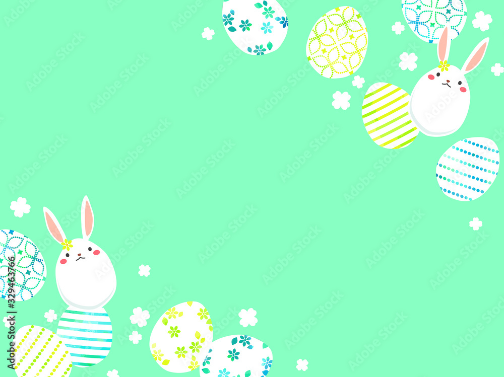 イースターエッグと白うさぎのイラスト背景 Stock Vector Adobe Stock