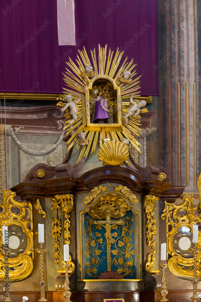 Obraz premium Interior of baroque Basilica of the Visitation Virgin Mary, place of pilgrimage, Hejnice, Czech Republic