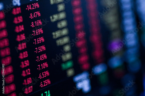 Stock exchange market chart, Stock market data on LED display. Business analysis concept.