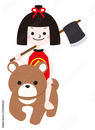 クマに乗る金太郎