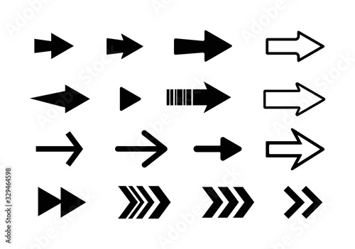 Isolated black vector arrows collection. Set of cursors. Arrow icon.