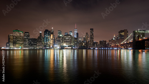 Lower Manhattan skyline, New York skyline at night