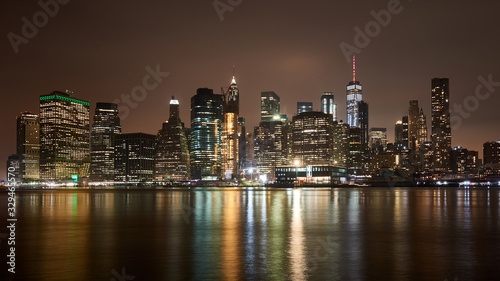 Lower Manhattan skyline, New York skyline at night © hollandog