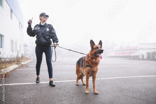 Female police officer with ...