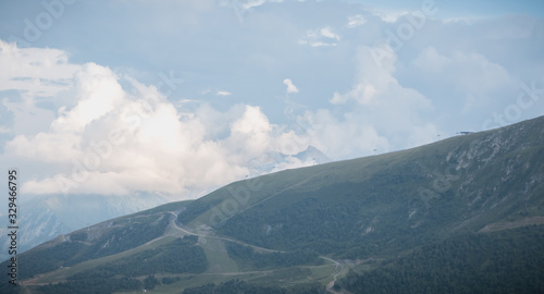 view of the Pyrenees mountains and its ski lift