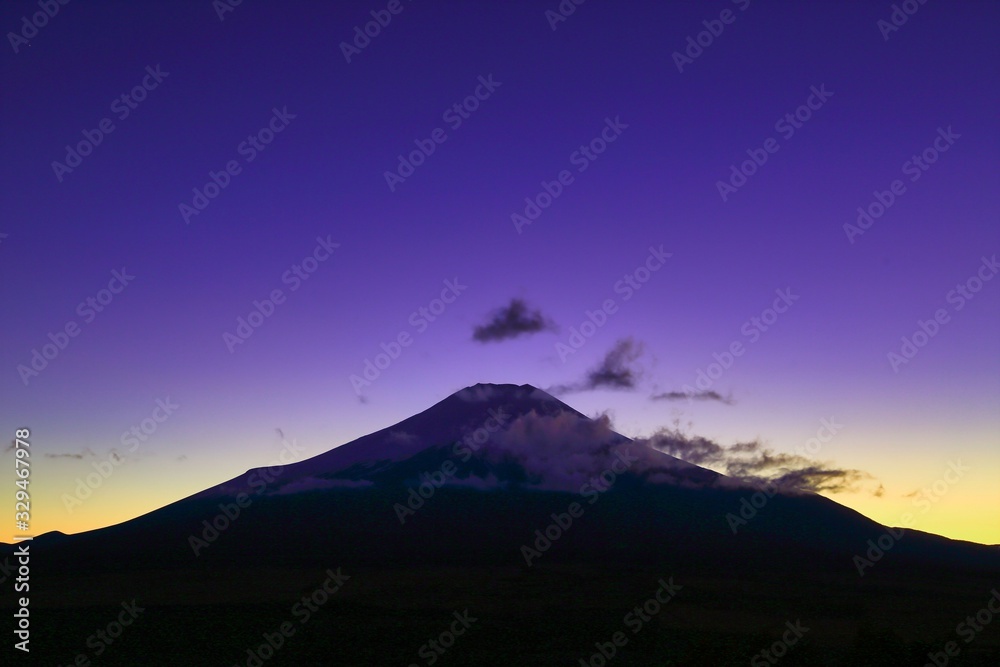 Night view of Mount Fuji from Lake Yamanaka JAPAN
