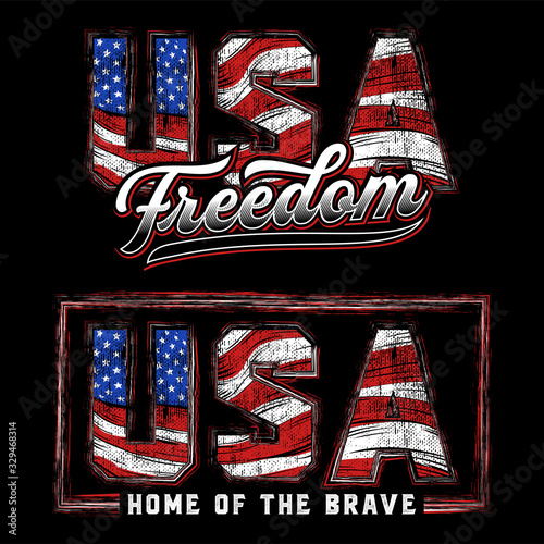 USA set with flag vector design - for tshirt, wallpaper, background