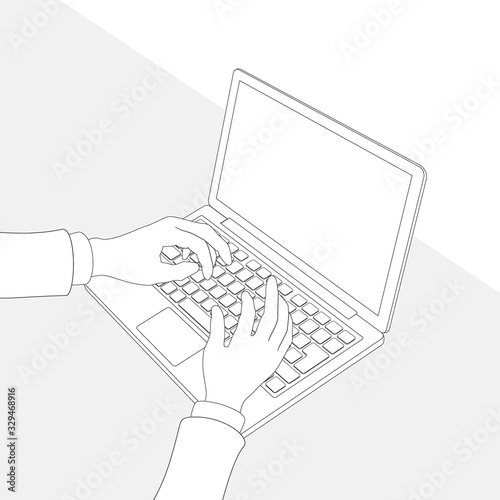 Hand to operate the notebook PC