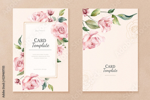 Watercolor roses card design