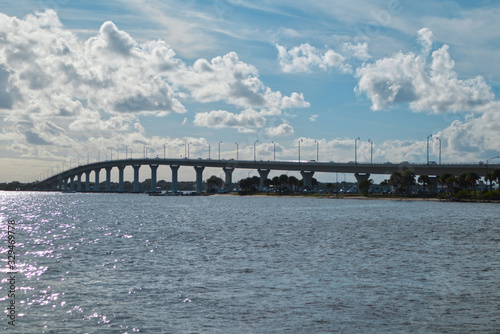 A bridge over a river inlet that leads to an intercostal island in Stuart, Florida 